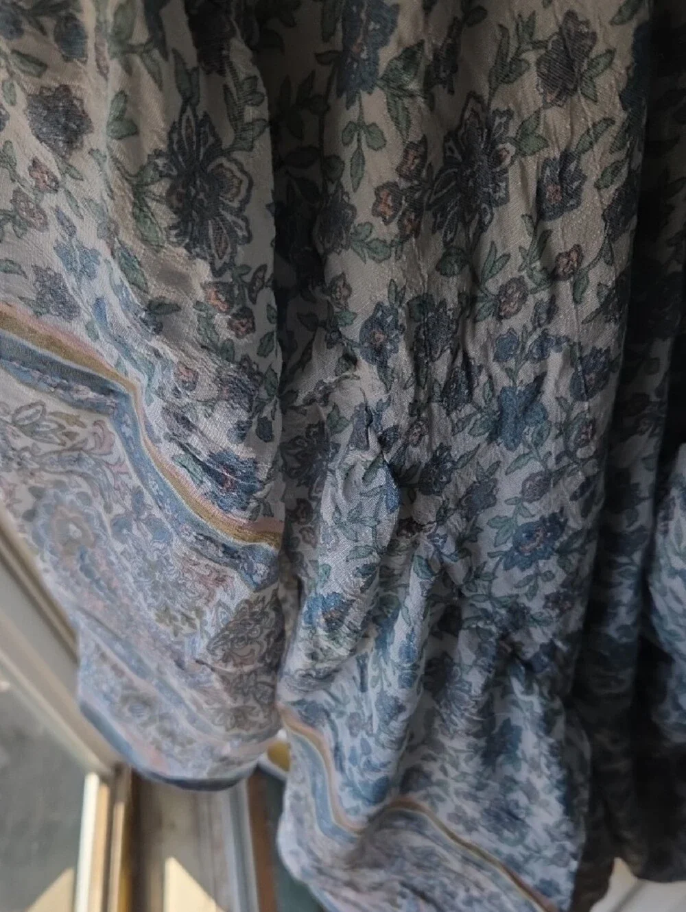 august Blue Floral Smocked Maxi Dress Gunny Sax Looking Cottagecore Med.